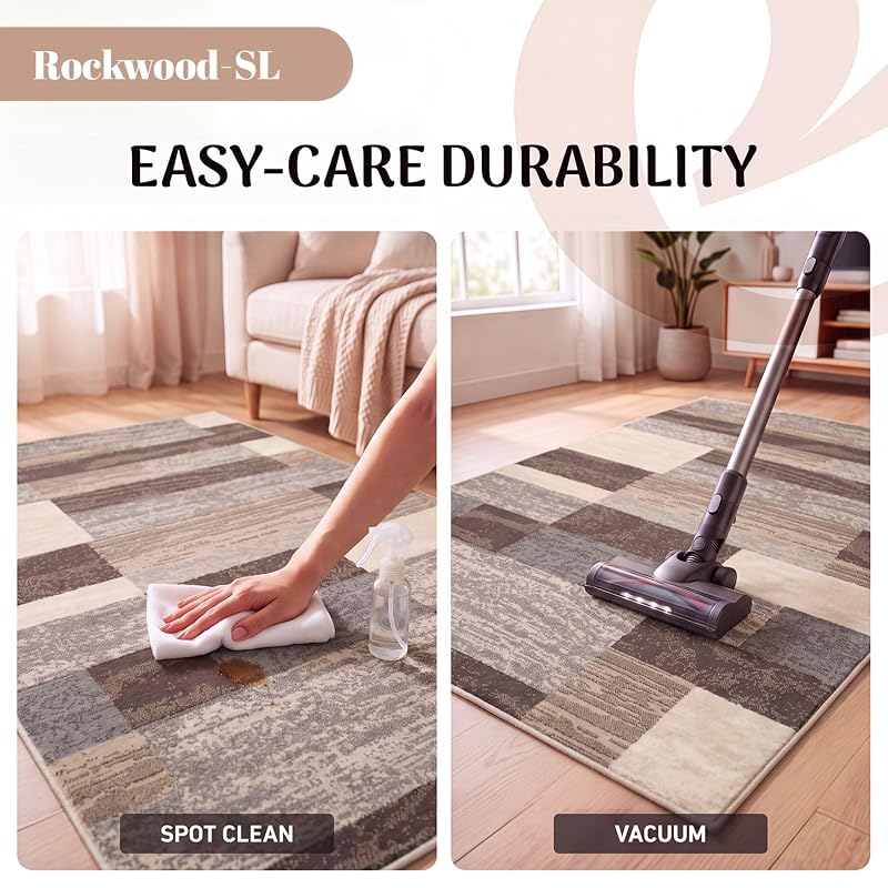 Slate 5'x8' Rockwood Geometric Indoor Area Rug - 0.31" Pile, 100% Polypropylene