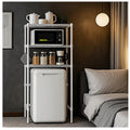 Dorm Mini Fridge Stand with Storage, 24"L x 17.7"W x 63"H, White – Over-Fridge Shelf & Multi-Functional Storage Rack
