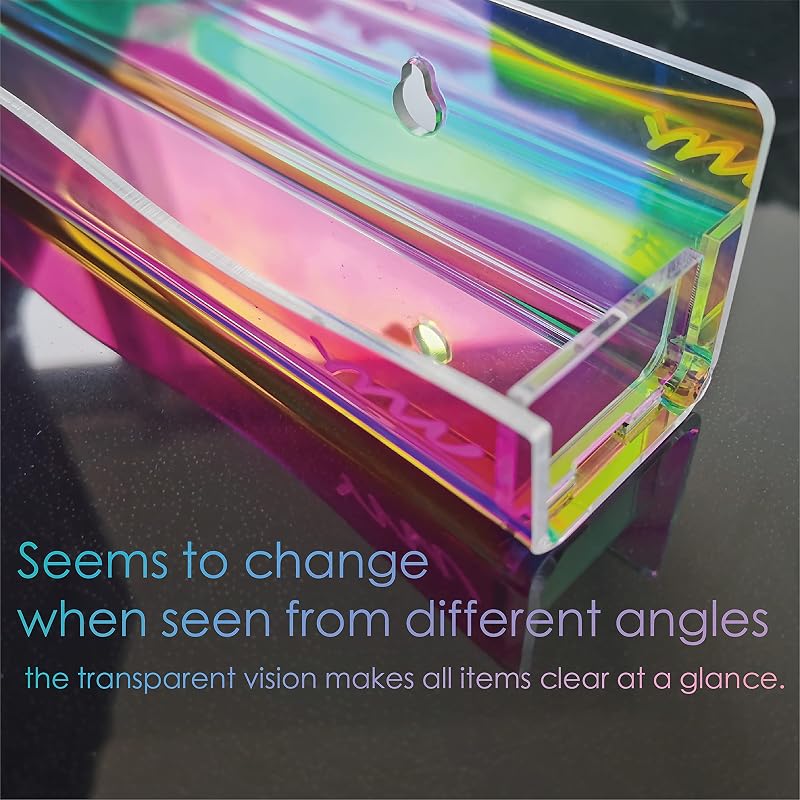 15" Iridescent Nail Polish Rack - Wall Mounted 6-Pack Acrylic Organizer (Variation: A- Iridescent)