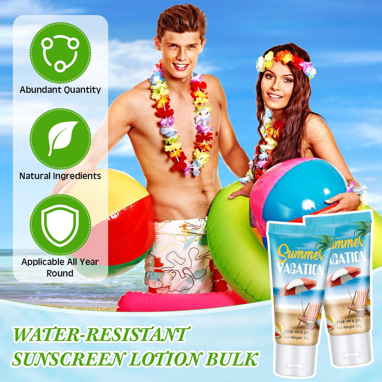 Dansib 12 Pcs Mini Aloe Vera Gel Bulk for Summer Vacation Party 1oz Travel Size Soothing Moisture Aloe Gel Bulk for Thank You Gifts Summer Party Supplies