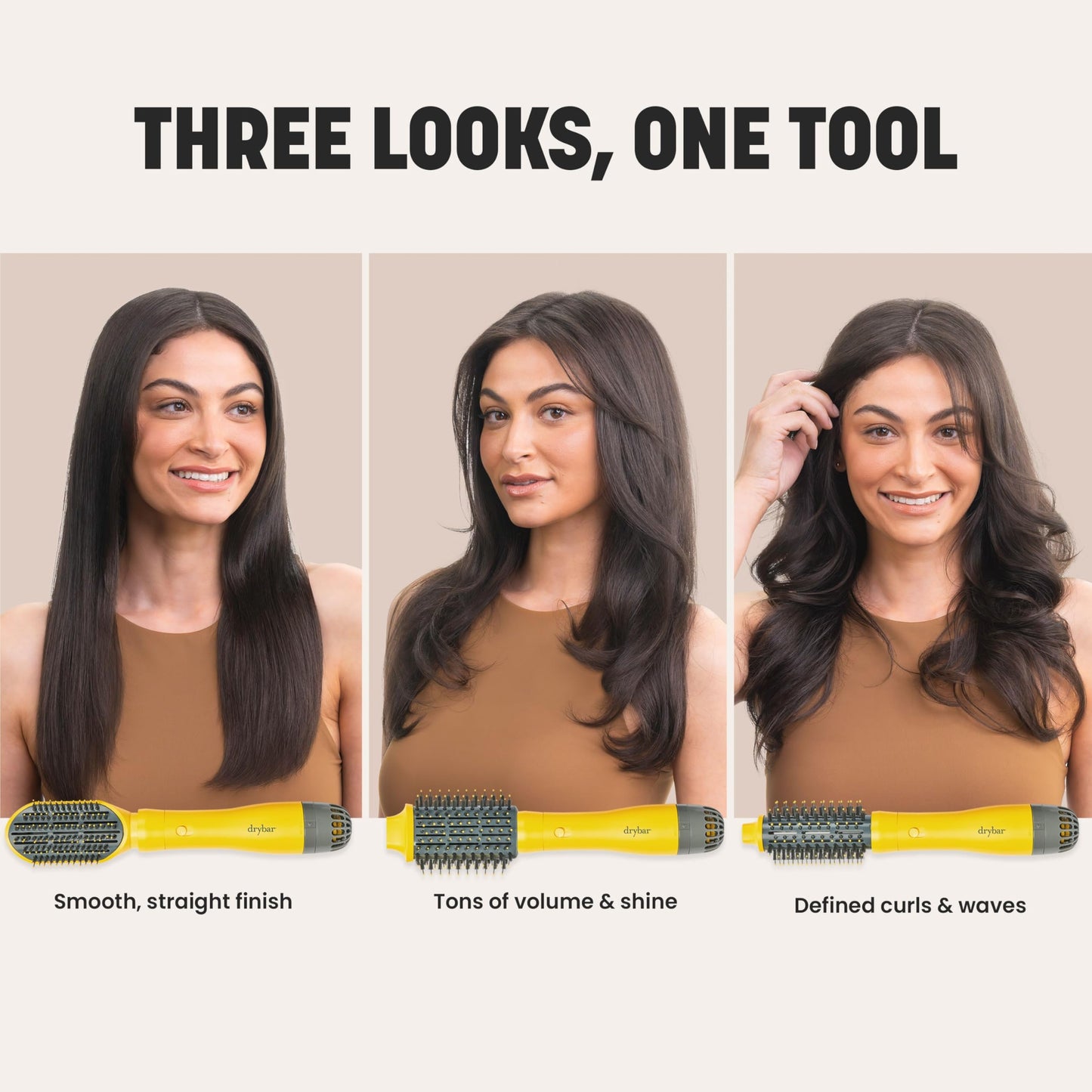 Drybar The Triple Shot Interchangeable Blow-Dryer Brush – Three Looks, One Hair Tool – Salon Styling Brush for Faster Blowouts