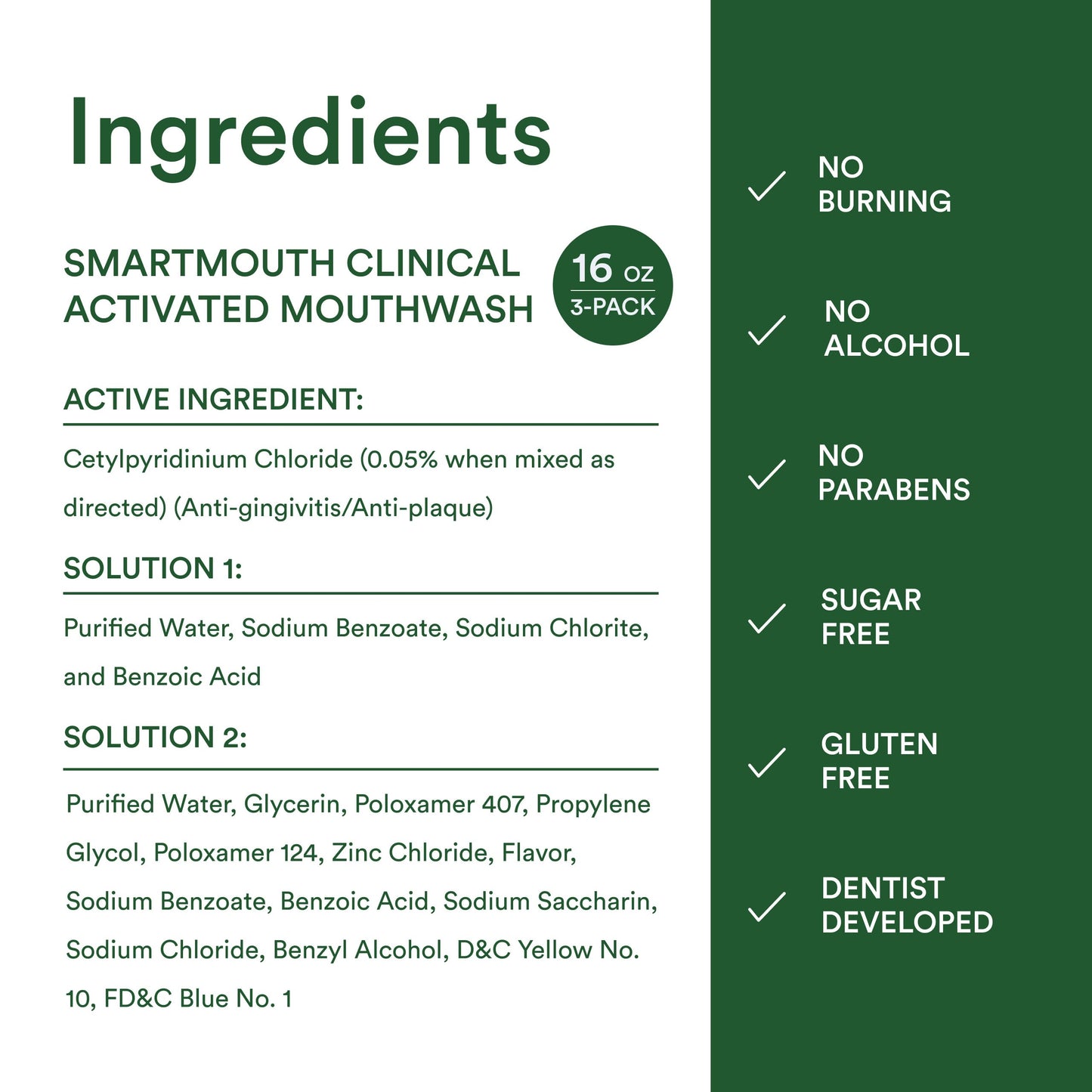 SmartMouth DDS Activated Clinical Mouthwash - for Fresh Breath - Clinical Strength Mouthwash for Gum Health, Gingivitis & More - Clean Mint Flavor, 16 fl oz (3 Pack)