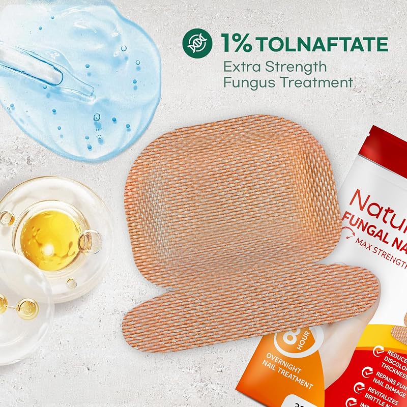 Toenail Fungus Treatment Kit - 32 Fungal Nail Patches + 15mL Liquid + 20g Cream (Red Patches)