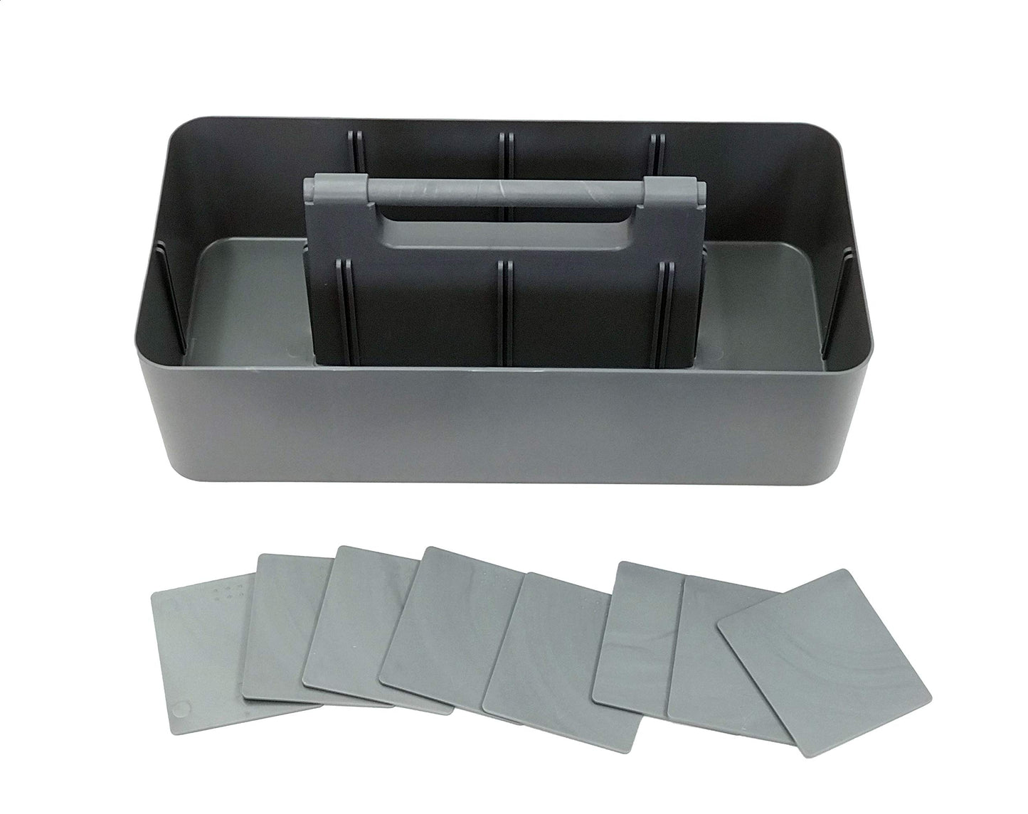 New Plastic Portable Makeup Organizer Caddy Tote Divided Basket Bin with Handle, for Bathroom Storage - Holds Blush Makeup Brushes, Made In USA (Orion Gray)