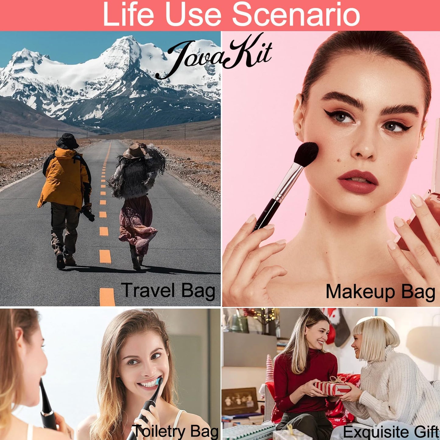 JOVAKIT Conch Alphabet Makeup Bag Cosmetic Bag for Women, Christmas Gifts for Women Girls, Blue Floral Coquette Travel Bag, Zipper Make Up Pouch Organizer Trendy Stuff (Blue Floral S)