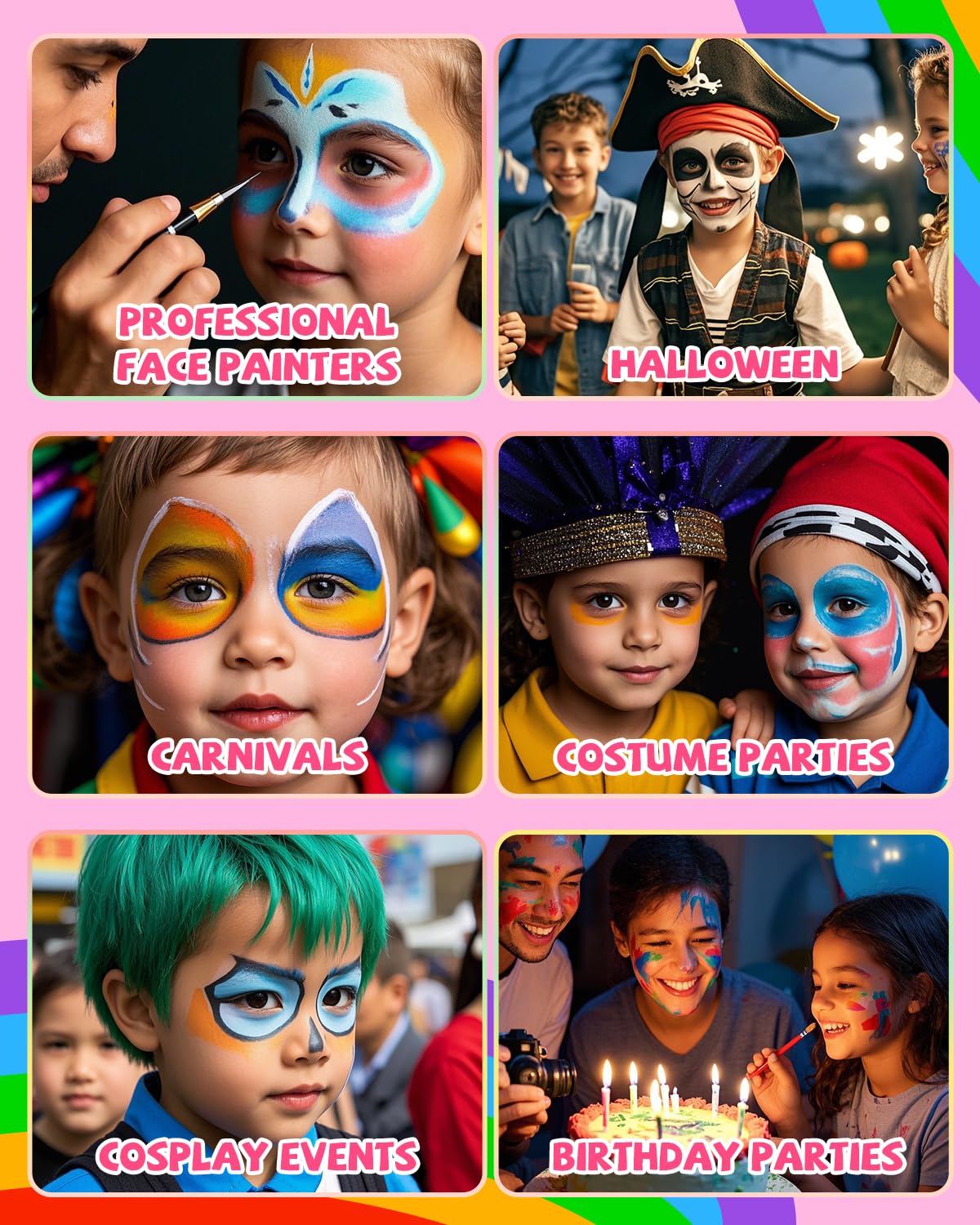 Anka Bella Professional Water Activated Rainbow Cake Face Paint（Dreamy Carnival）50gm,Hypoallergenic, Non-Toxic,Face Body Painting Makeup