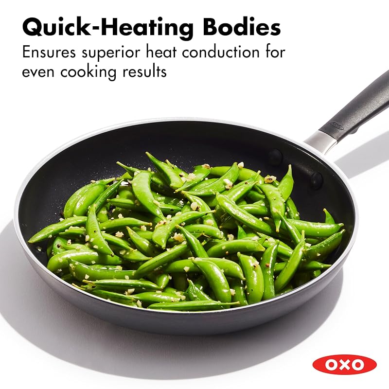 OXO 8" & 10" Nonstick Frying Pan Set — PFAS-Free Diamond Ceramic Skillets, Oven & Dishwasher Safe, Stay-Cool Silicone Handles