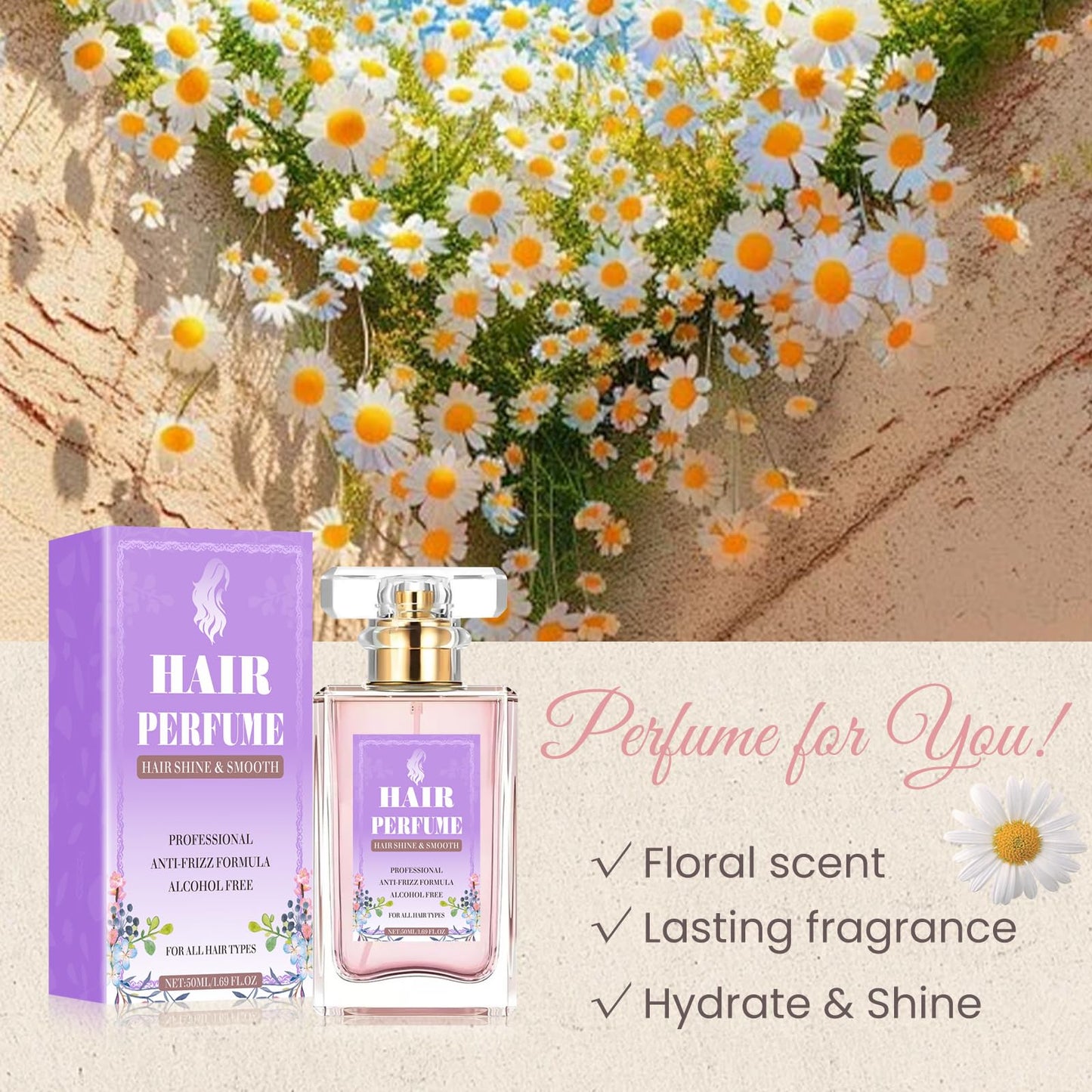 Onilyua Hair Perfume for Women, Long-Lasting Pheromone Floral Hair Perfume Spray for Hair & Body, Honey Infused Chamomile Nourish & Hydrate Hair Portable Perfume Mist Gift 1.69 fl.oz