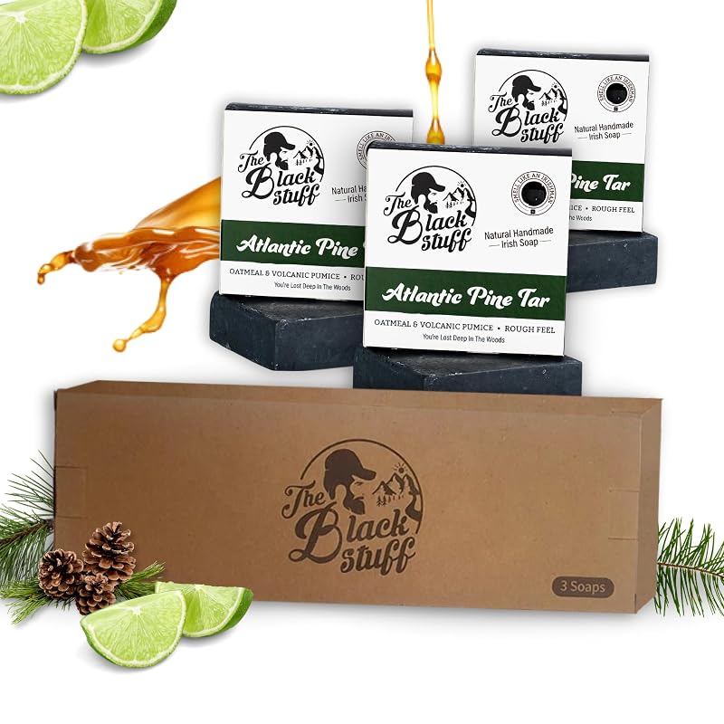 Pine Tar All Natural Bar Soap for Men – 3 Pack, Cold Process, Organic Shea Butter