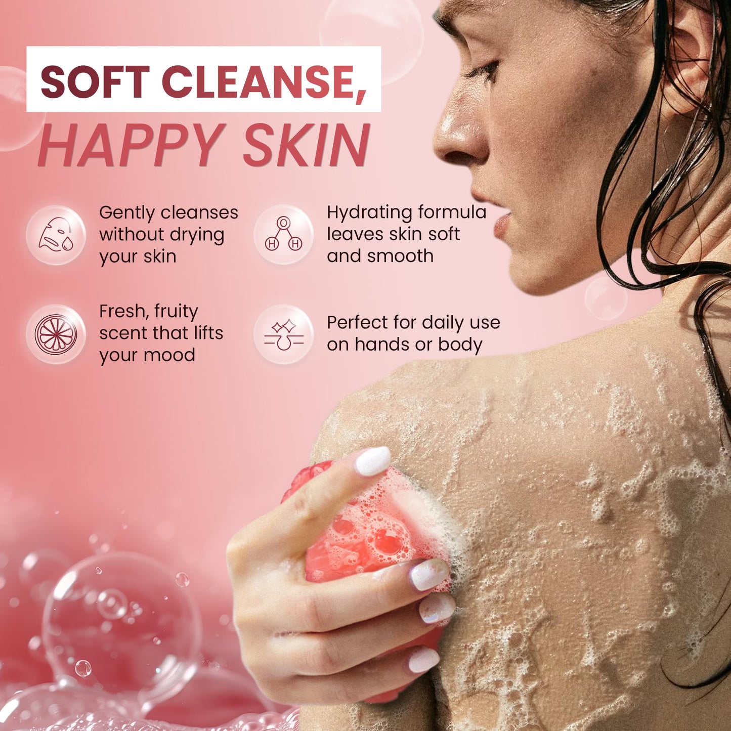 ABERA Grapefruit Soap Bar – Fruit-Shaped Decorative Soap for Bathroom Décor or Spa Vibes – Citrus Scent Moisturizing Vegan Body Cleanser, Unique Hand Soap Gift Set, 2 Pack (4.6 oz Total)