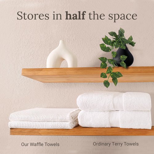 GILDEN TREE Waffle Towels Quick Dry Lint Free Thin, 2 Pack Bath Sheets 40x80 Oversized Extra Large for Adults, Classic Style (White)