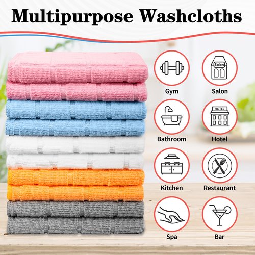 HOMERHYME Microfiber Washcloths, 50 Pack Face Towel, Soft Lint Free Quick Dry Fingertip Washcloth, Bulk Absorbent Multi-Purpose Wash Cloths for Bathroom, Kitchen, Salon, Gym, Hotel, Assorted