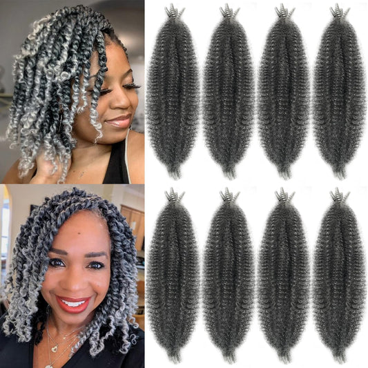 Grey Springy Afro Twist Hair 8 Packs Cuban Twist Hair 16 Inch Marley Twist Braiding Hair Soft Wrapping Hair for Soft Locs Gray Pre Fluffed Spring Afro Kinky Twist Braiding Hair Extension…