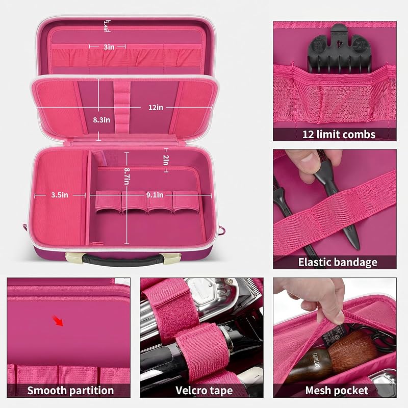 Purple Barber Case for Hair Clipper & Trimmer with Shoulder Strap - ANKHOH