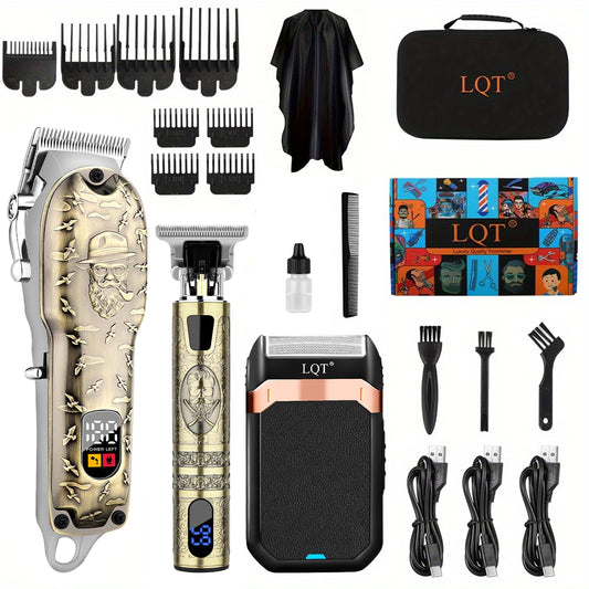 LQT Hair Clippers Set for Men, Hair Clipper Trimmer with LED Display, Professional Cordless Hair Clipper Shaver Beard Trimmer, Hair Cutting Machine for Men, Holiday Gift for Him Father's Day Gift