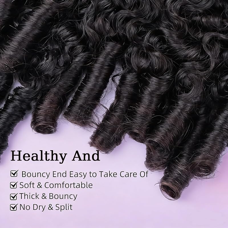 Burmese Curly Hair Bundles Water Wave 3C4A 12" - Natural Black, 3 Bundles