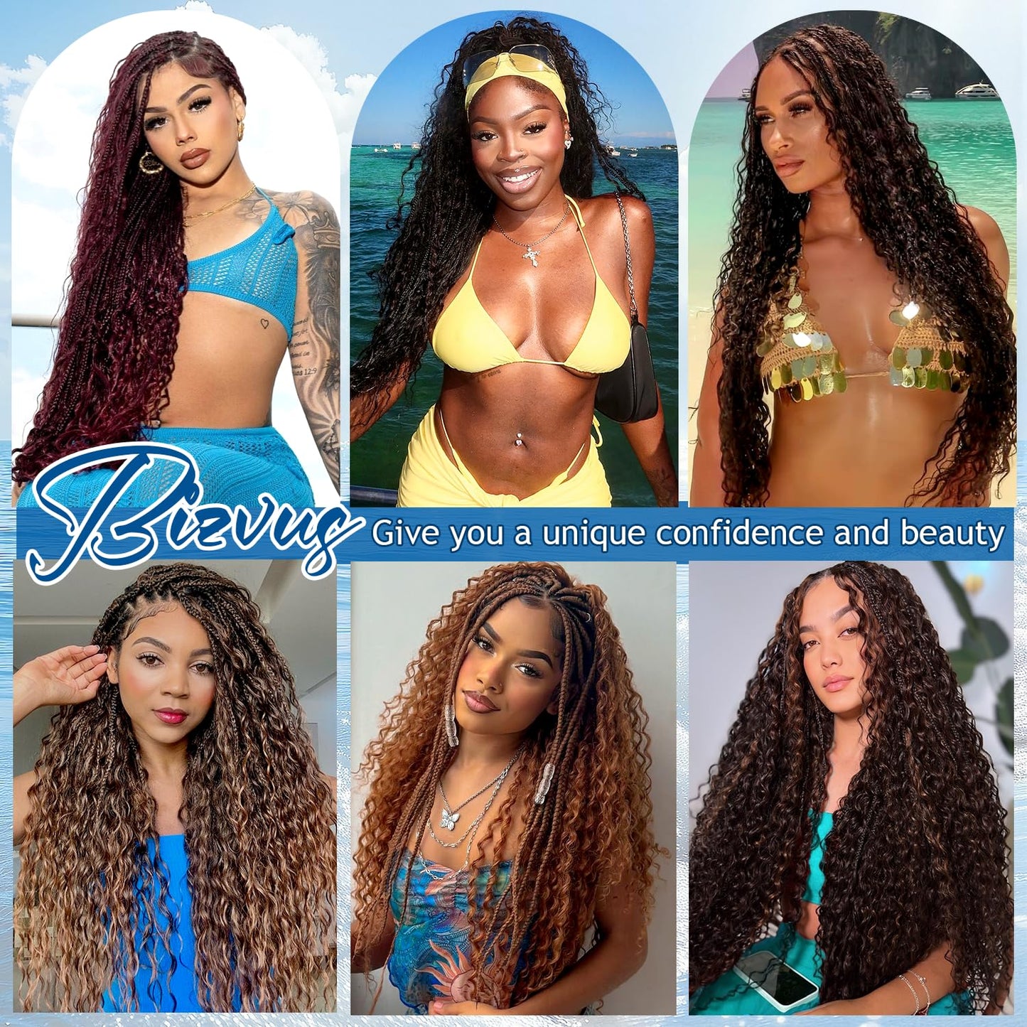 Bizvus Human Braiding Hair for Boho Braids 110g Deep Wave Boho Bulk Human Hair for Braiding Knotless 12A Wet and Wavy Bulk Bohemian Curly 3 Bundles/Pack #4/27 Ombre Balayage Color 16inch