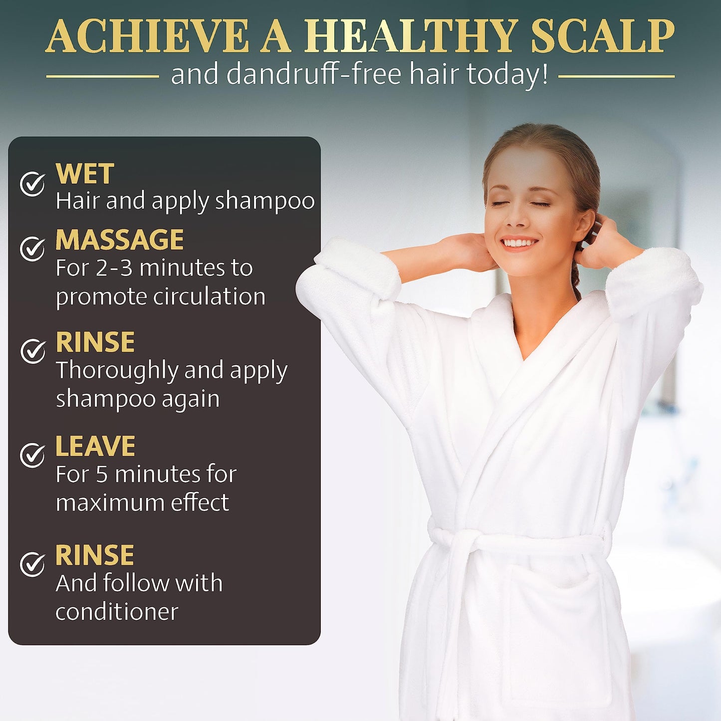 AROMA DEAD SEA Black Mud Shampoo - Fights Dandruff, Thinning Hair, Weak Roots & Itchy Scalp. Prevents Hair Loss & Encourages Growth. Ideal for Damaged Hair (8.45 fl.oz)