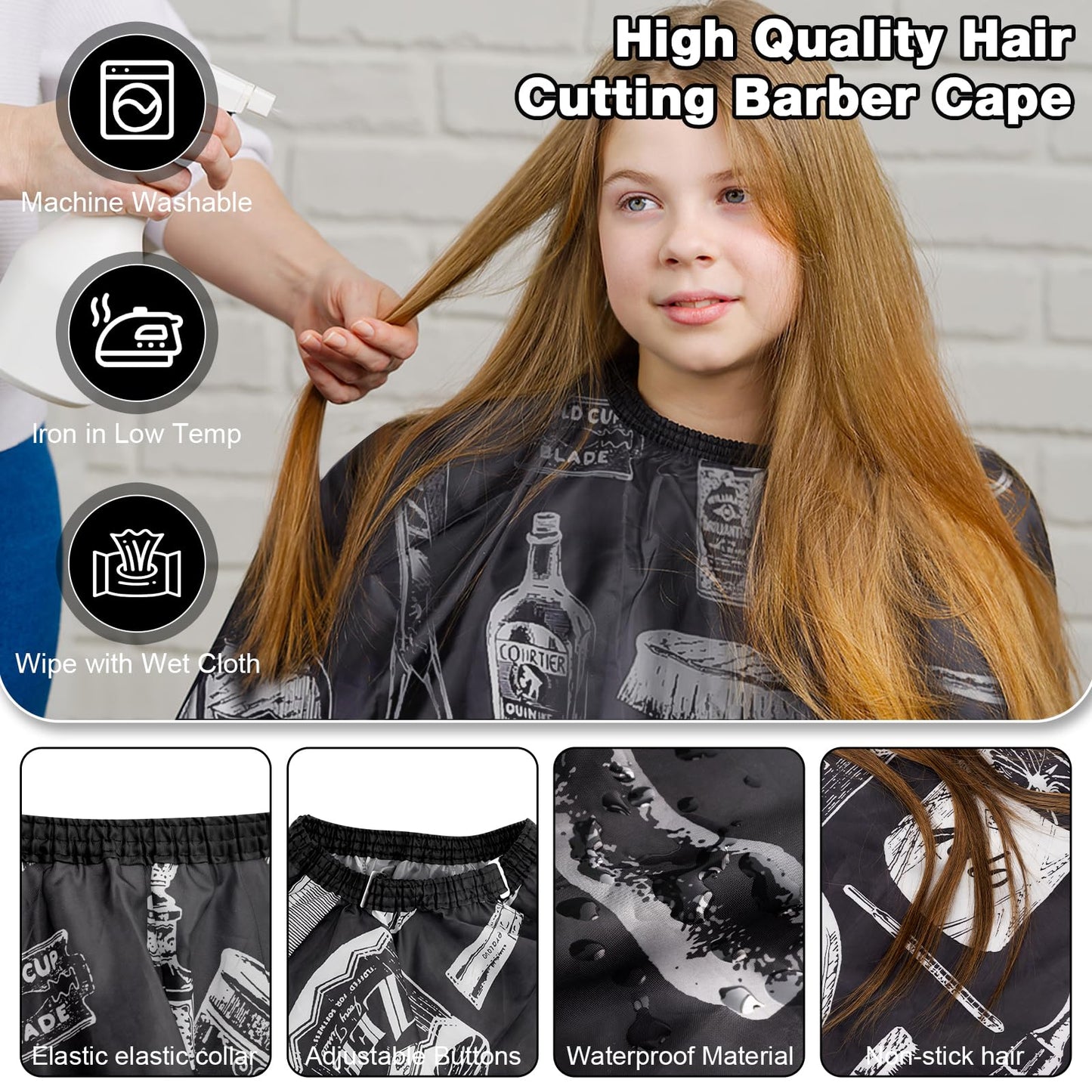 NICEMOVIC Hair Cutting Cape with Hair Combs Barber Cape for Men Women, Professional Barber Accessories Haircut Salon Supplies