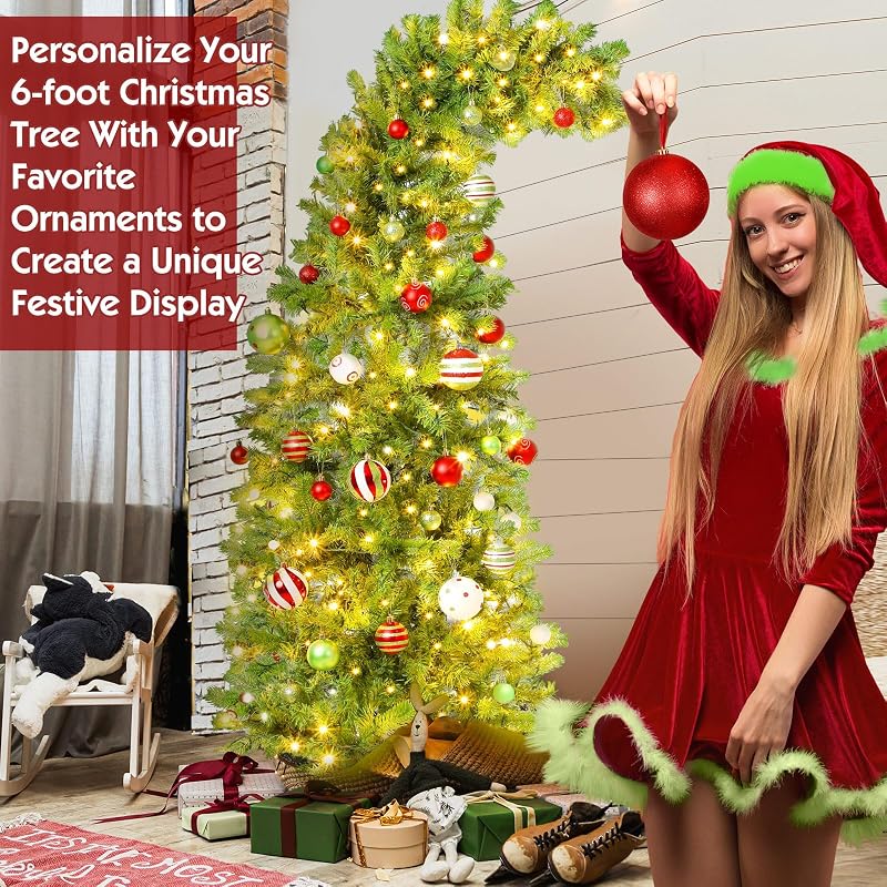 6 ft Prelit Lime Green Christmas Tree with Stand - Whimsical Curly Top, Variation of THIS listing: 8in