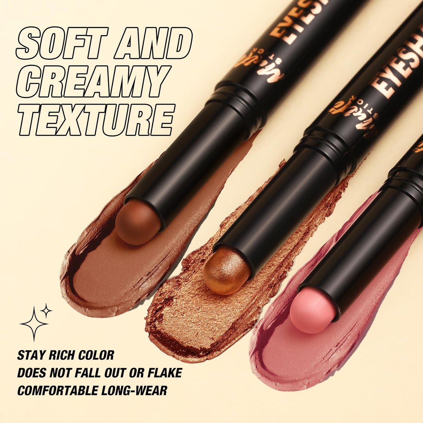 LANGMANNI 8Colors Dual-Ended Eyeshadow Stick Set – Silky Smooth, Waterproof & Transfer-Proof, Built-in Blender Brush, All-Day Matte & Shimmer Wear Eye Makeup(#A)