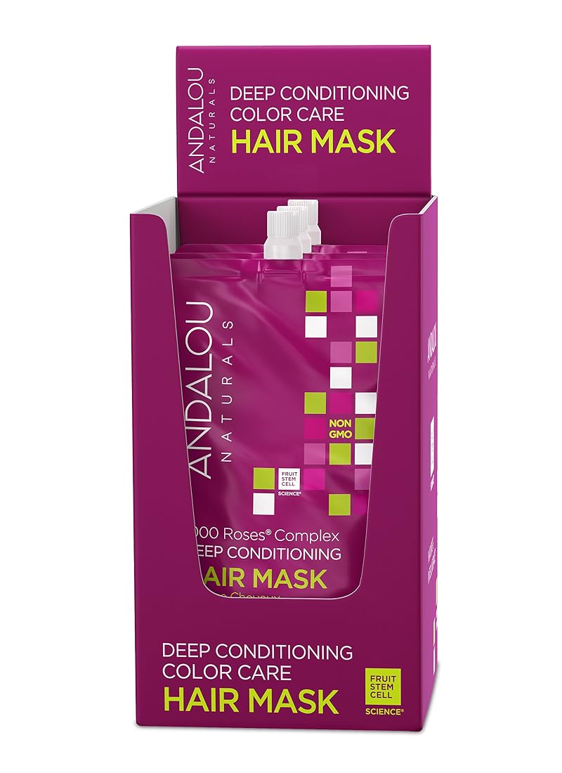 Deep Conditioning Color Care Hair Mask - 1000 Roses for Damaged Hair, Andalou Naturals