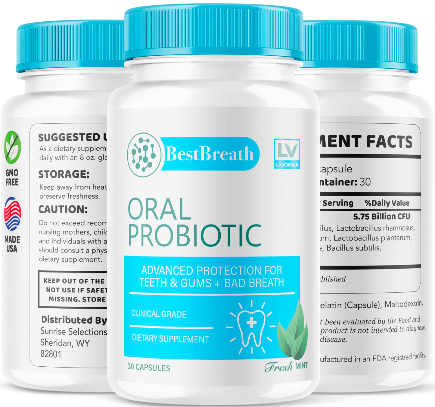 1 Pack - Best Breath - Best Breath Oral Probiotic, Best Breath Probiotic, Best Breath Pills, BestBreath, Best Breathe 30 Capsules For 1 Month, Best Breath Oral Probiotics For Mounth Bad Breath.