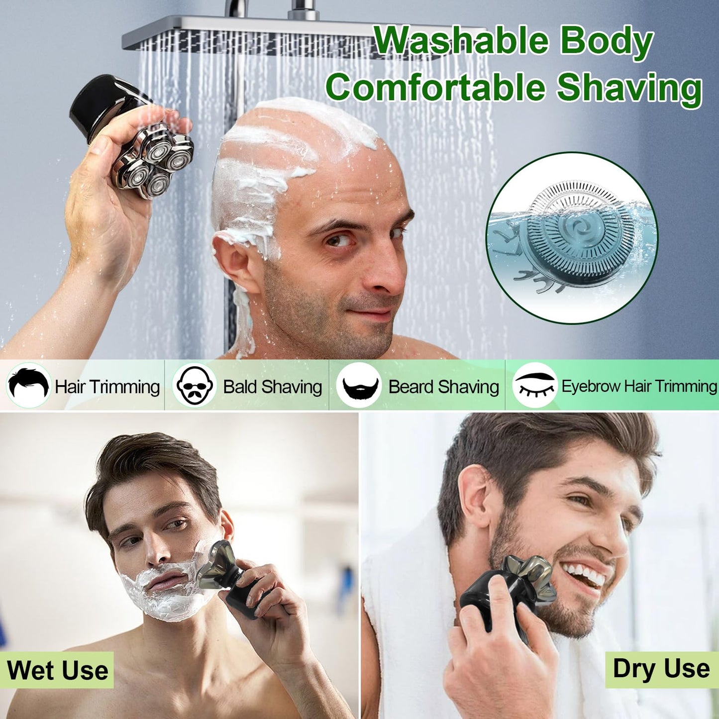 8 Pack Shaver Head Replacement Blade compatible with Sku*l Shaver Pitbull Gold PRO Shaver Replacement Blade 4 Head