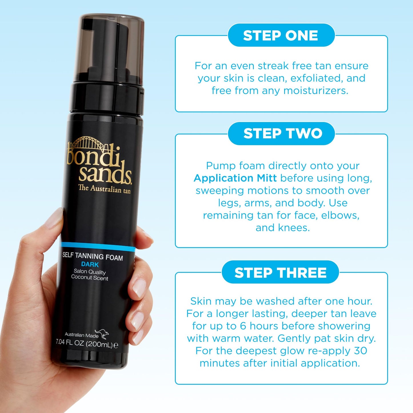 Bondi Sands Dark Self Tanning Foam | Lightweight, Self-Tanner Foam Enriched with Aloe Vera and Coconut Provides an Even, Streak-Free Tan | 6.76 oz/200 mL