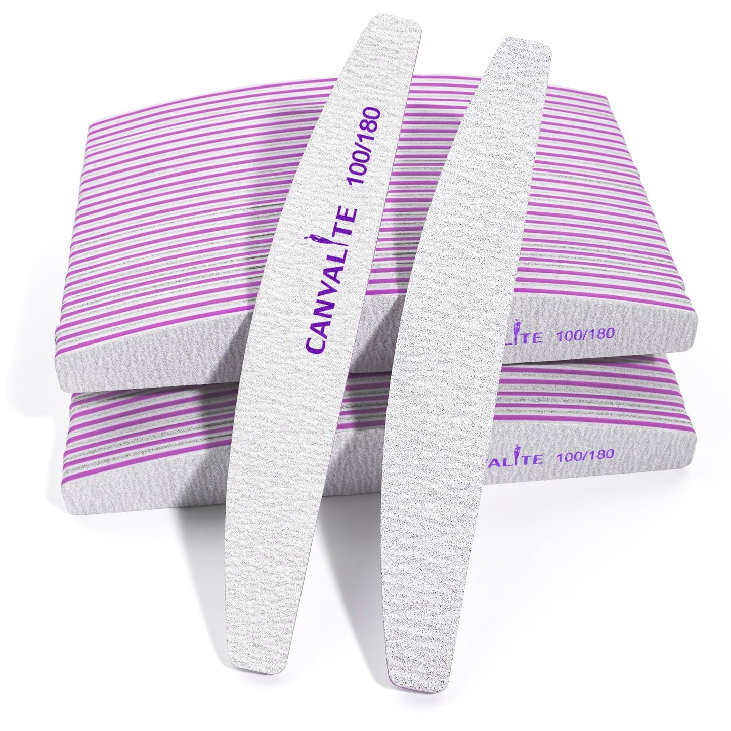Canvalite 50 PCS Nail File Professional Nail Files Reusable Double Sided Emery Board(100/180 Grit) Nail Styling Tools for Home and Salon Use