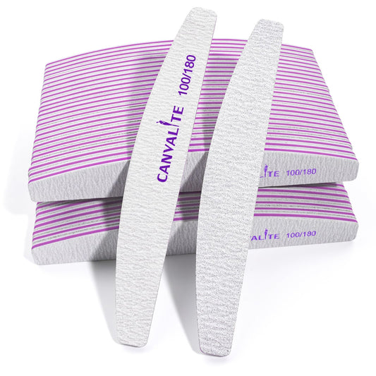 Canvalite 50 PCS Nail File Professional Nail Files Reusable Double Sided Emery Board(100/180 Grit) Nail Styling Tools for Home and Salon Use