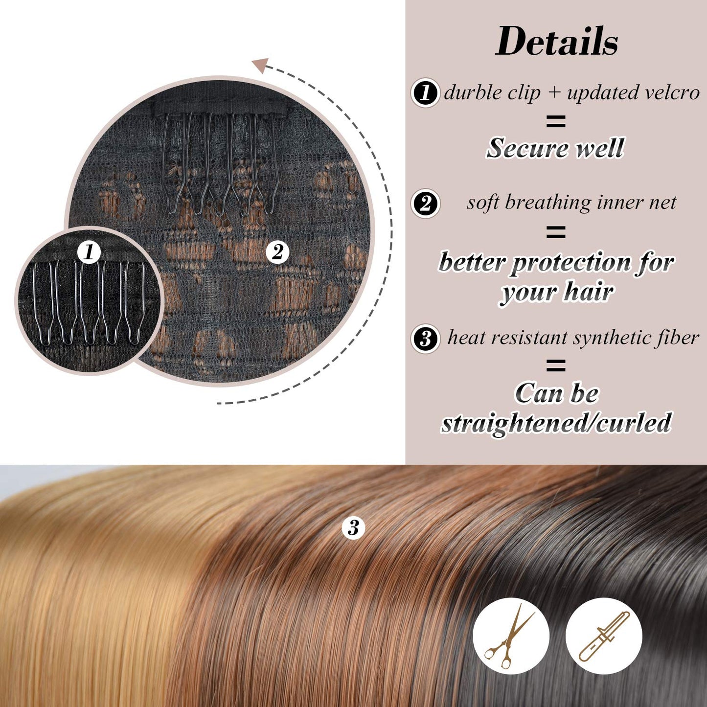 BARSDAR Natural Black Straight Ponytail Extension - 26 Inch Long Straight Wrap Around Ponytail for Black Women, Clip in Pony Tail Hair Extensions Synthetic Pony Tails Hairpieces Daily