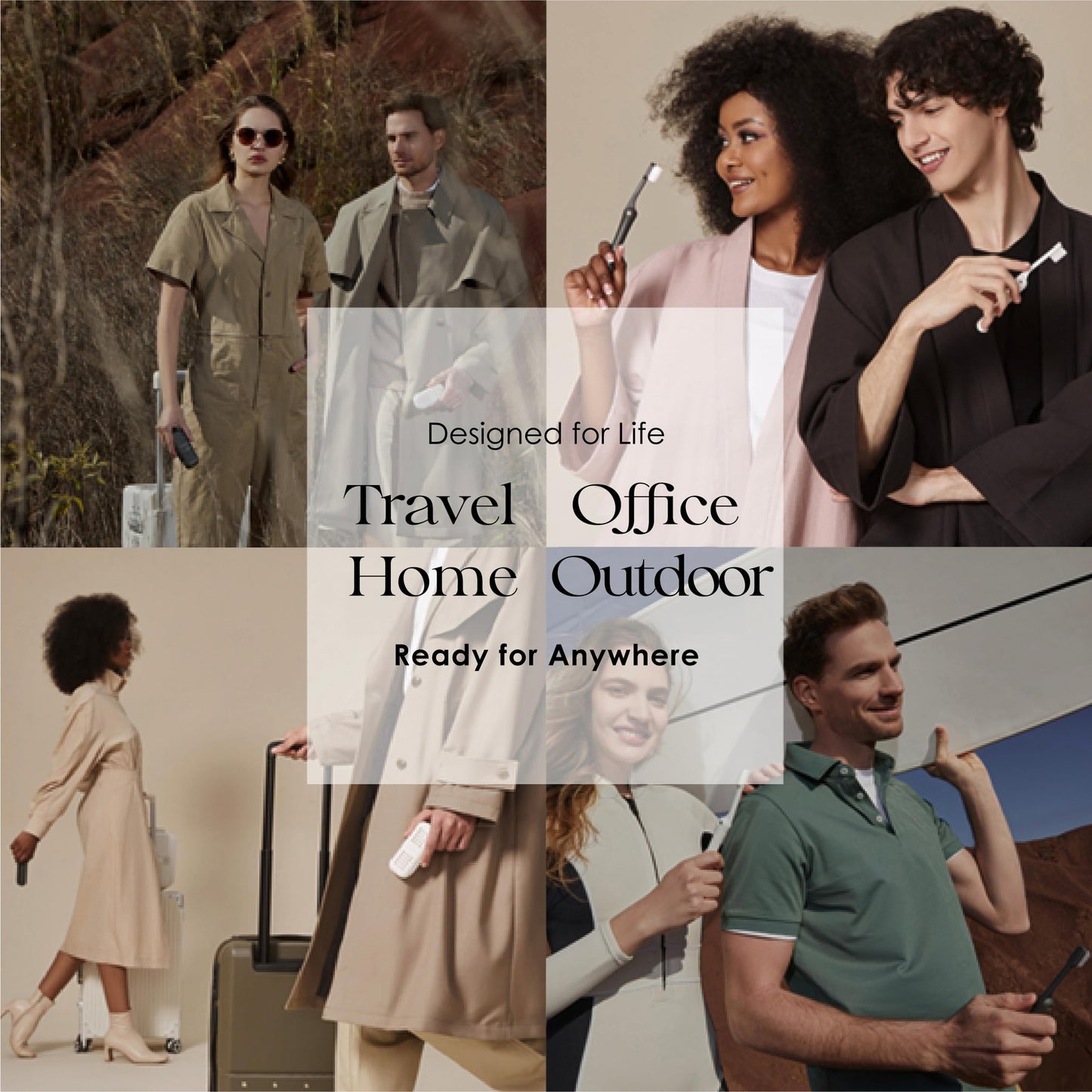 Minibox Folding Travel Toothbrush with Dual-Length Bristles & Case, Compact Mini Design for Business Trips, Camping, and Outdoor Activities, 1 Pack with 2 Extra Replaceable Brush Heads, Black