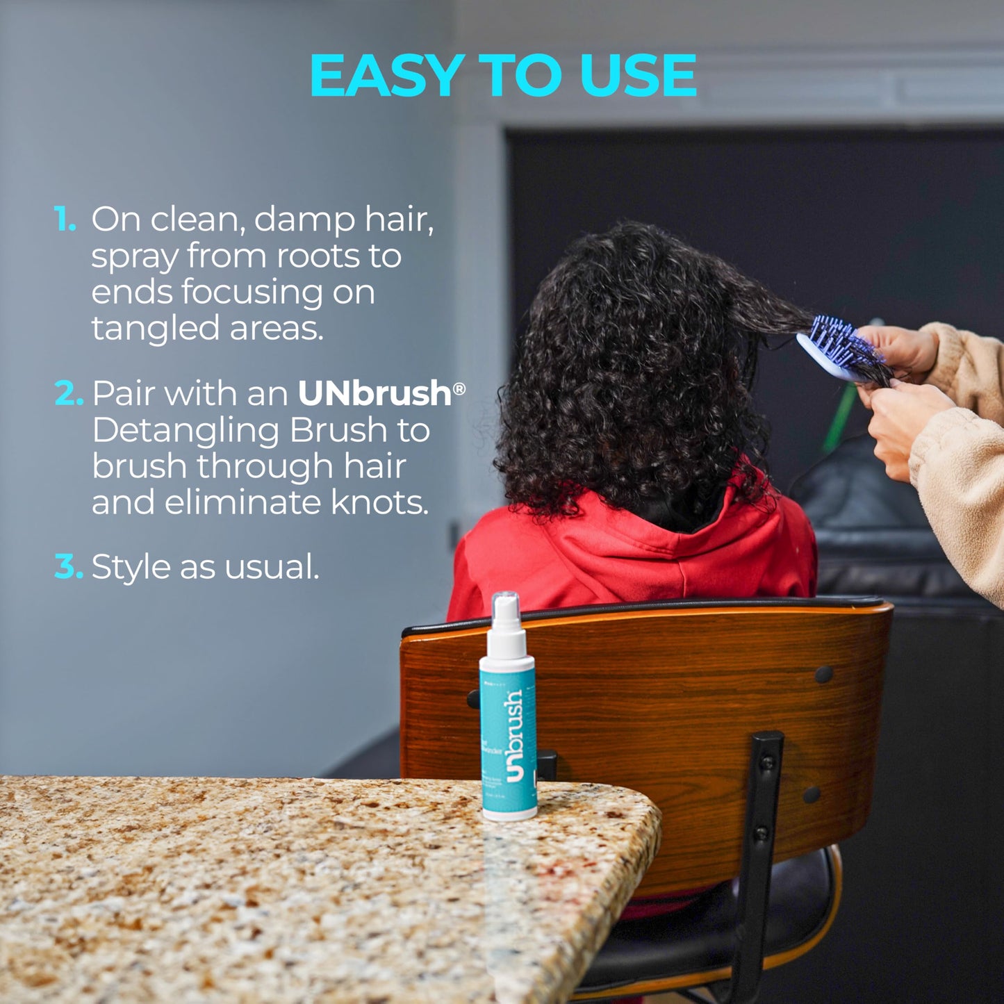 FHI Heat The Knot UNwinder Detangler Spray — 7-in-1 Hair Care for Smooth, Tangle-Free Hair — UNbrush Detangling Spray w/Heat Protection, Frizz Control, Conditioning, Enhanced Shine, Moisture