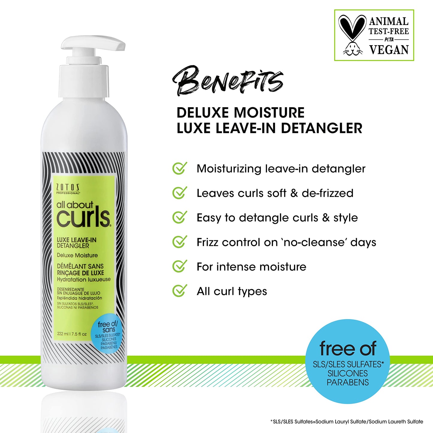 ALL ABOUT CURLS Luxe Leave-In Detangler | Deluxe Moisture | Detangle, Moisturize, De-Frizz | All Curly Hair Types | Vegan & Cruelty Free | Sulfate Free | 7.5 Fl Oz