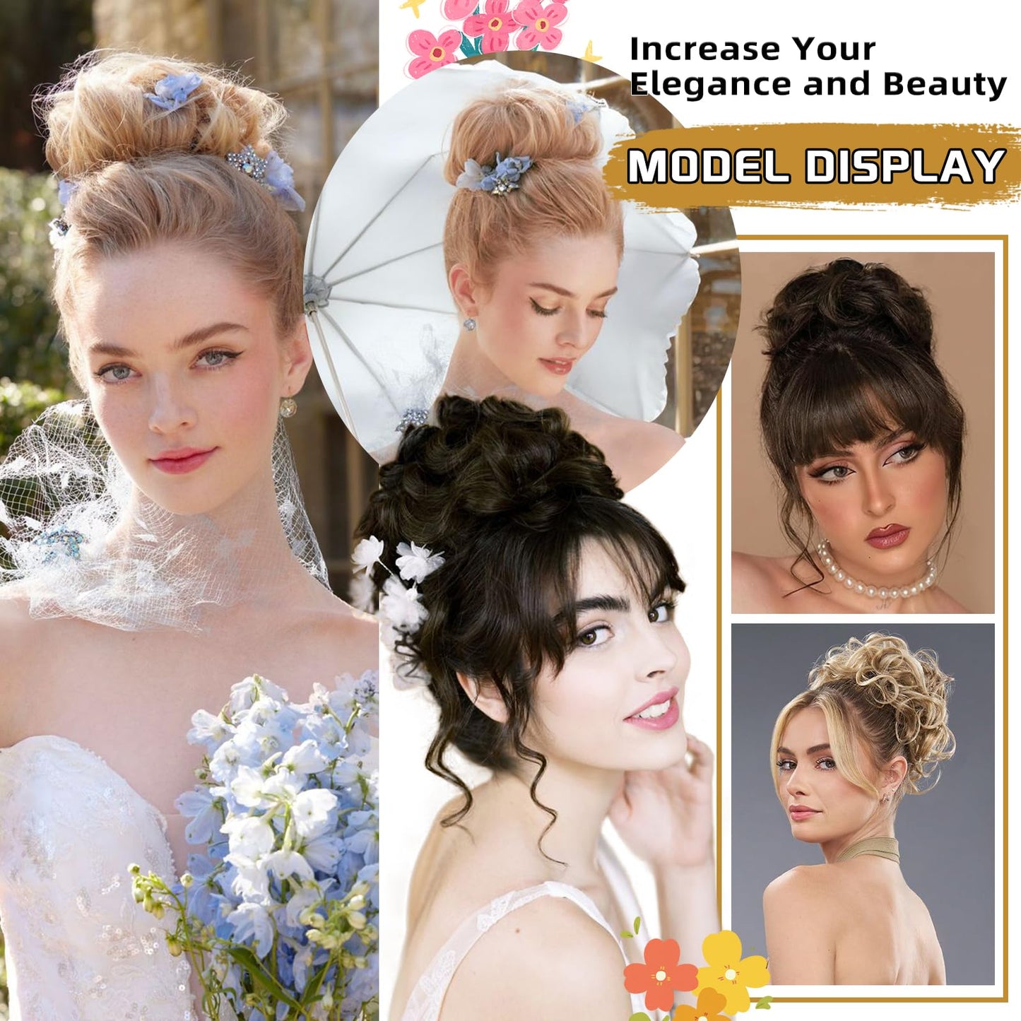 MORICA 1PCS Messy Hair Bun Hair Scrunchies Extension Curly Wavy Messy Synthetic Chignon for Women (1-6#(Dark Brown))