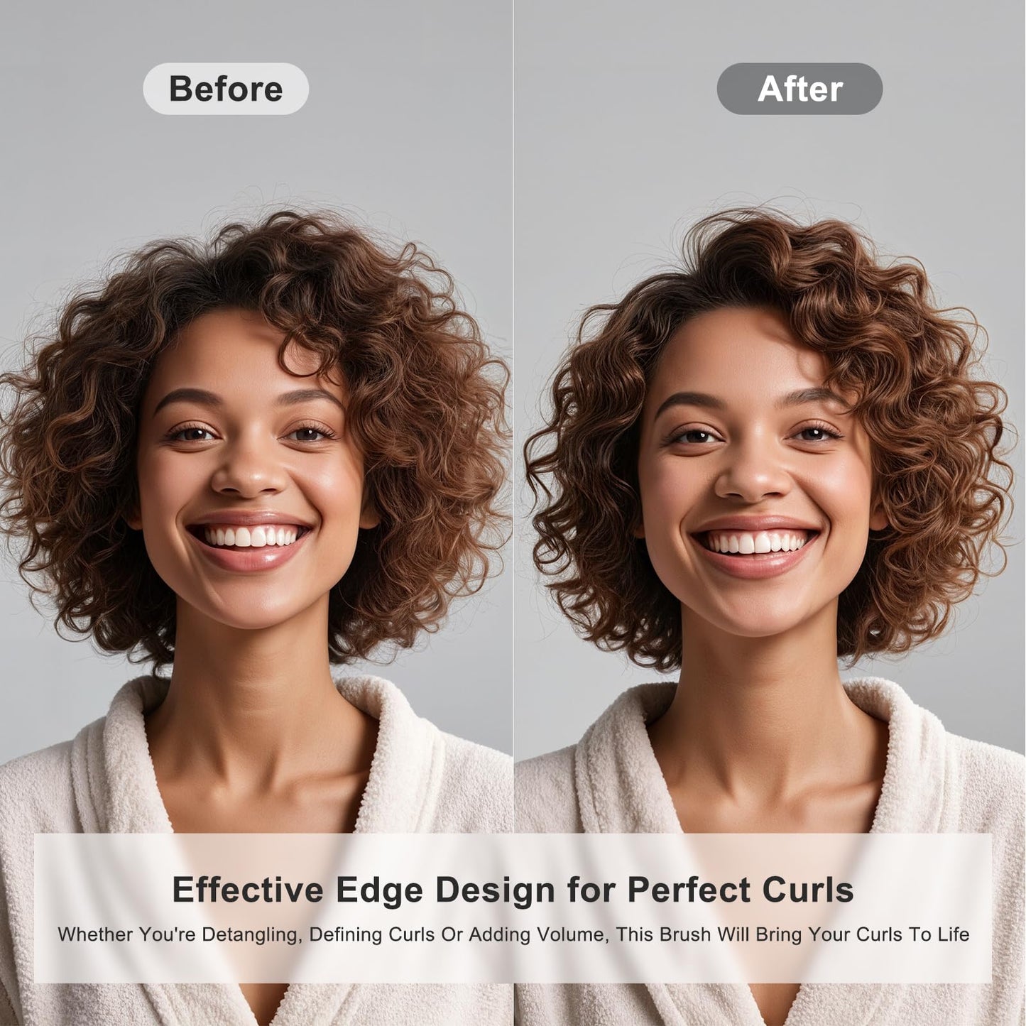 Curl Defining Brush, Curly Hair Brush Defining for Curls Waves & Coils, Volume Styling Women'S Curls, Reduce Pulling Frizz, Funny Cat Ear Designs - Purple