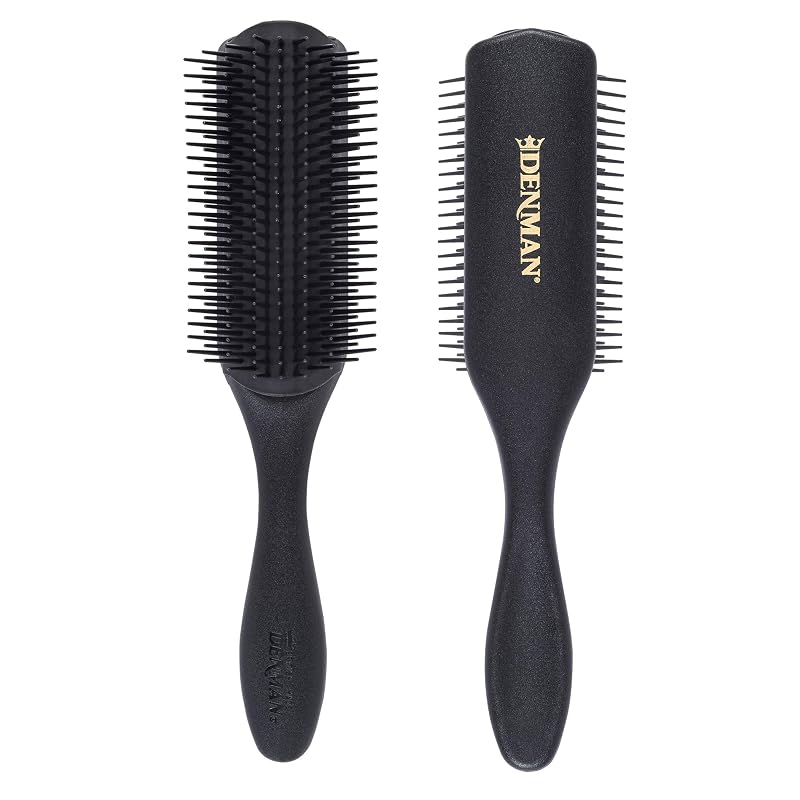 Denman D4 Curly Hair Brush – 9-Row Half-Rold Styling Brush for Detangling & Defining Curls