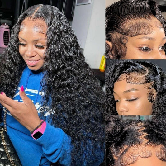 26 Inch Water Wave Lace Front Wigs Human Hair 13x6 HD Lace Front Wigs Deep Wave 200% Density Wet and Wavy Lace Front Wigs Human Hair Deep Wave Wigs for Black Women