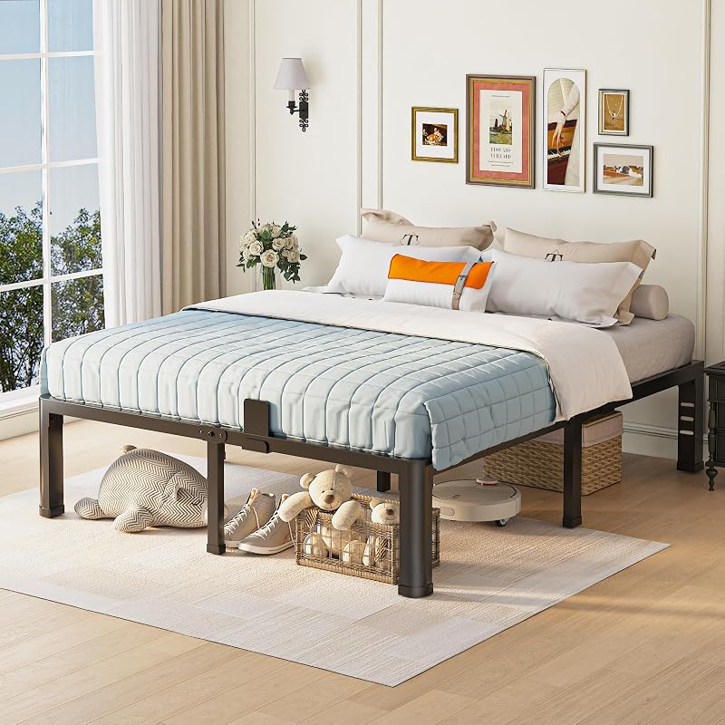 Variation of THIS listing: 14 Inch Full Size Bed Frame with Round Corner Legs, Headboard Holes, Noise-Free Steel Slat Platform