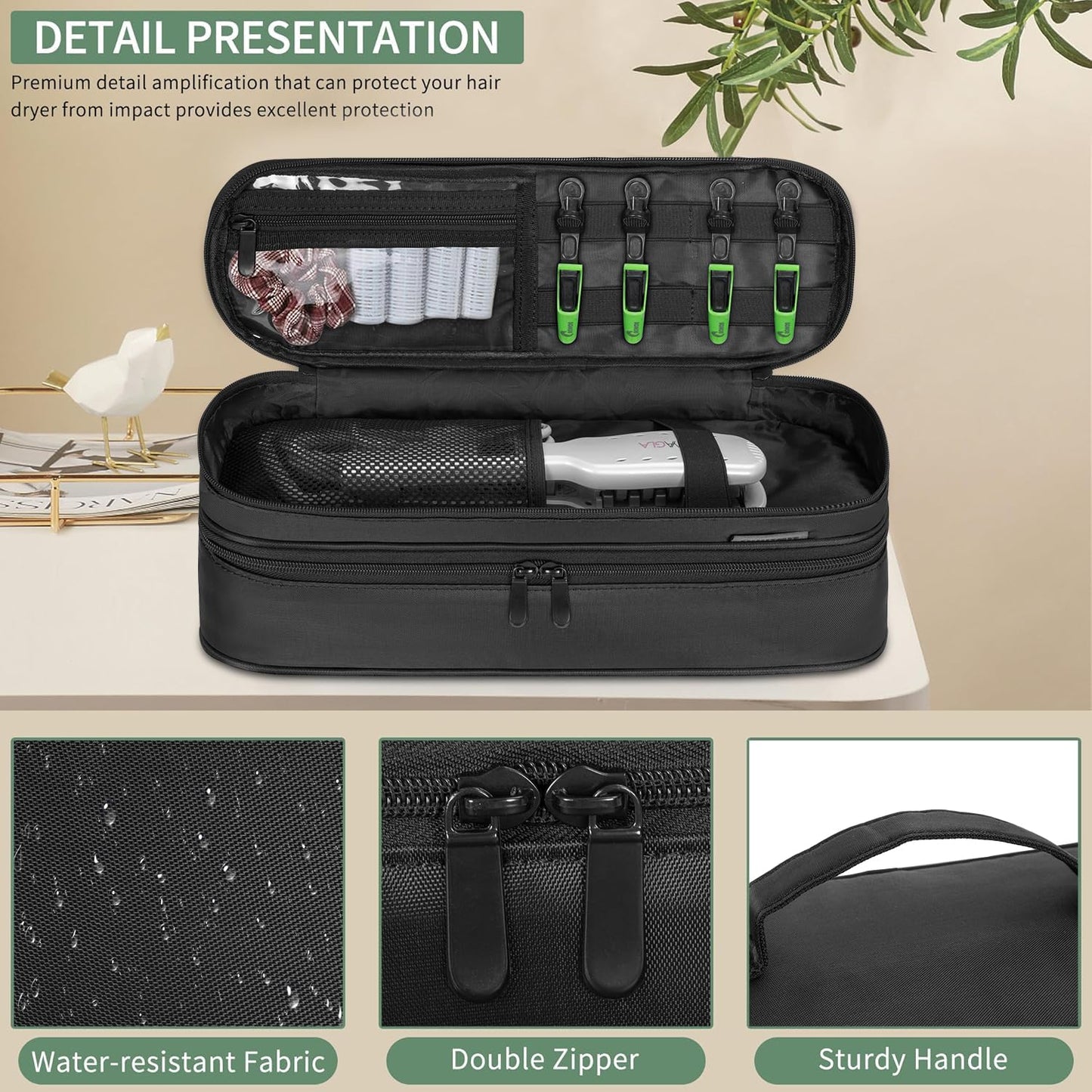 OUUTMEE Double Layer Travel Carrying Case Compatible with Shark Flexstyle, Storage Case for Revlon One-Step Hair Dryer and Volumizer Hot Air Brush Portable Organizer Bag for Dyson Airwrap Styler