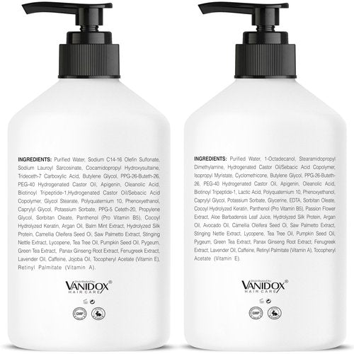 VANIDOX ReFortix Korean Shampoo and Conditioner Set, Enriched with Ginseng, Green Tea, and Camellia Oil, Supports Growth Stage and Helps Reduce Hair Loss for Stronger Hair (16 fl oz each)