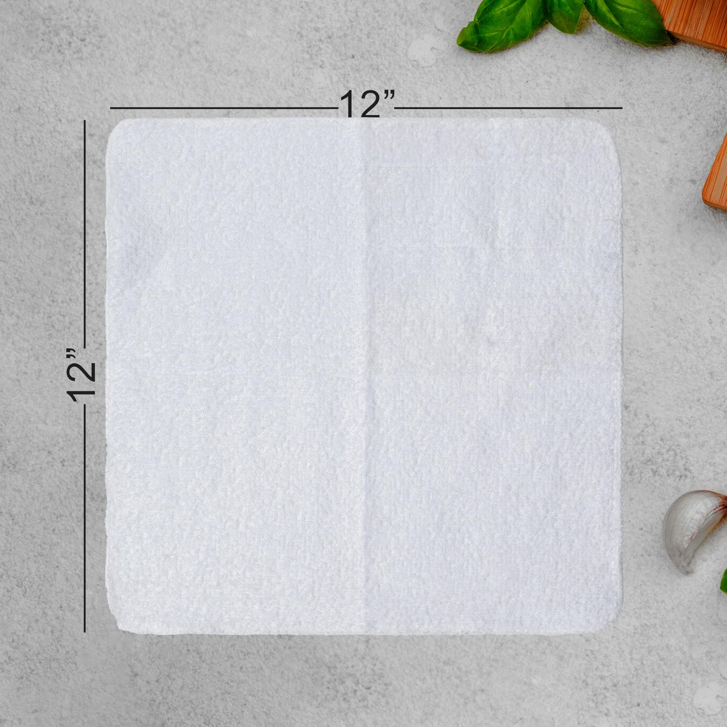 Textila Terry Wash Cloths – Pack of 10, White, 12x12 Inches – Soft, Absorbent & Multipurpose Cotton Washcloths for Face, Hand, Bath, Kitchen, Spa, Gym & Hotel Use