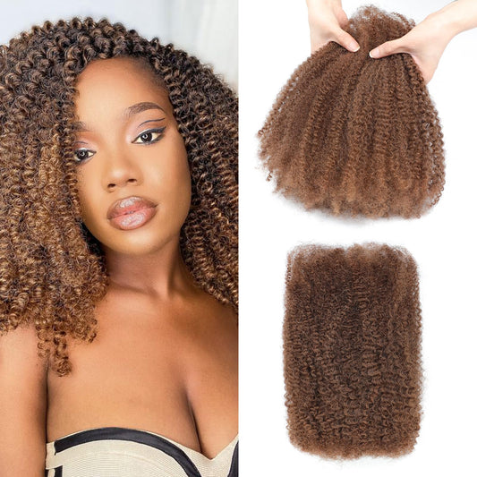Humistwbiu Afro Kinkys Bulk Human Hair for Dreadlocks Extensions Repair Locs/Twists/Braids 14 Inch 4C Afro Kinky Curly Human Hair 1 Pack 50 Gram 30#