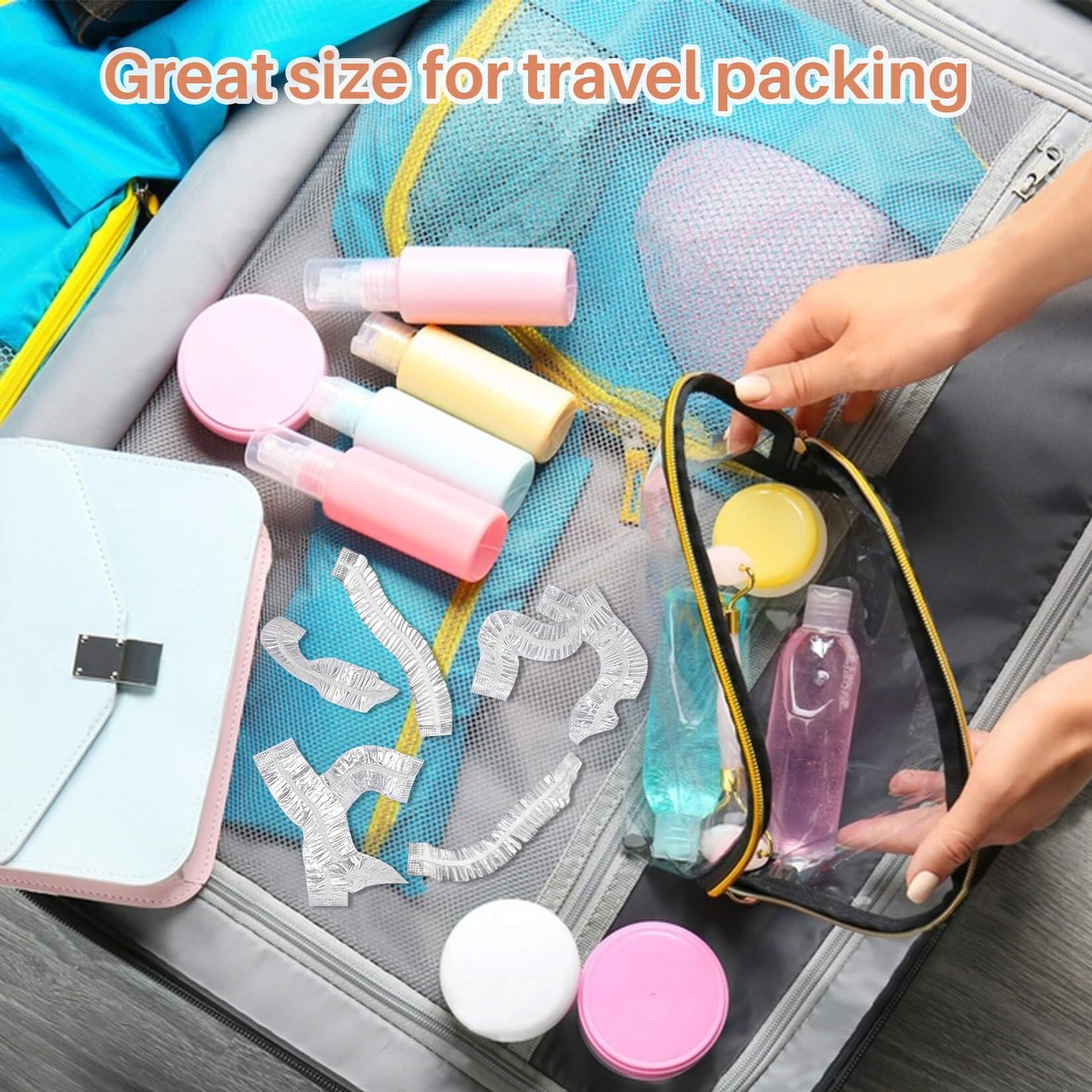 MAQIHAN 100 Disposable Shower Caps Unisex - Large Plastic Hair Caps for Deep Conditioning Shower Cap Reusable Waterproof for Women Men Hair Treatment Bath Cap for Long Hair Travel Essentials