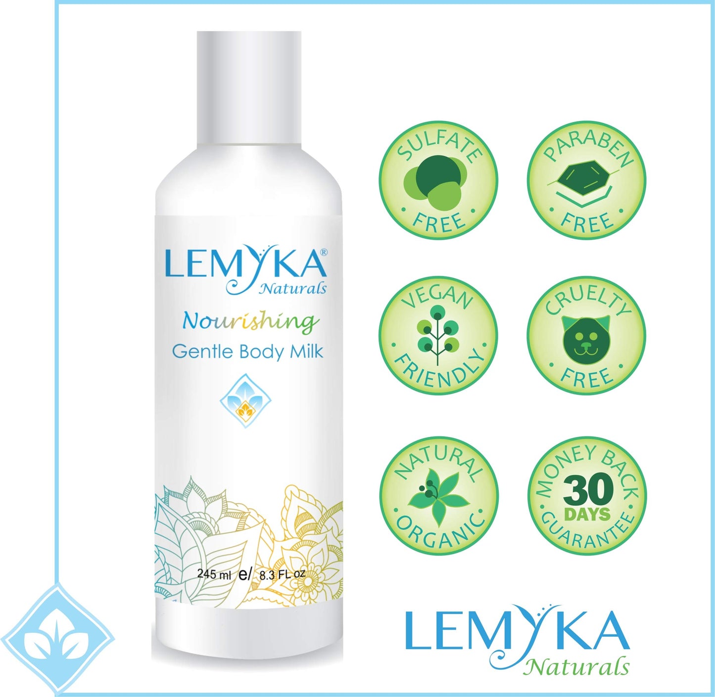 LEMYKA Eczema body Cream for eczema relief, Natural hand and body lotion, Gentle for sensitive skin, 8.3OZ, Infused with Aloe Vera & Calendula, Panthenol