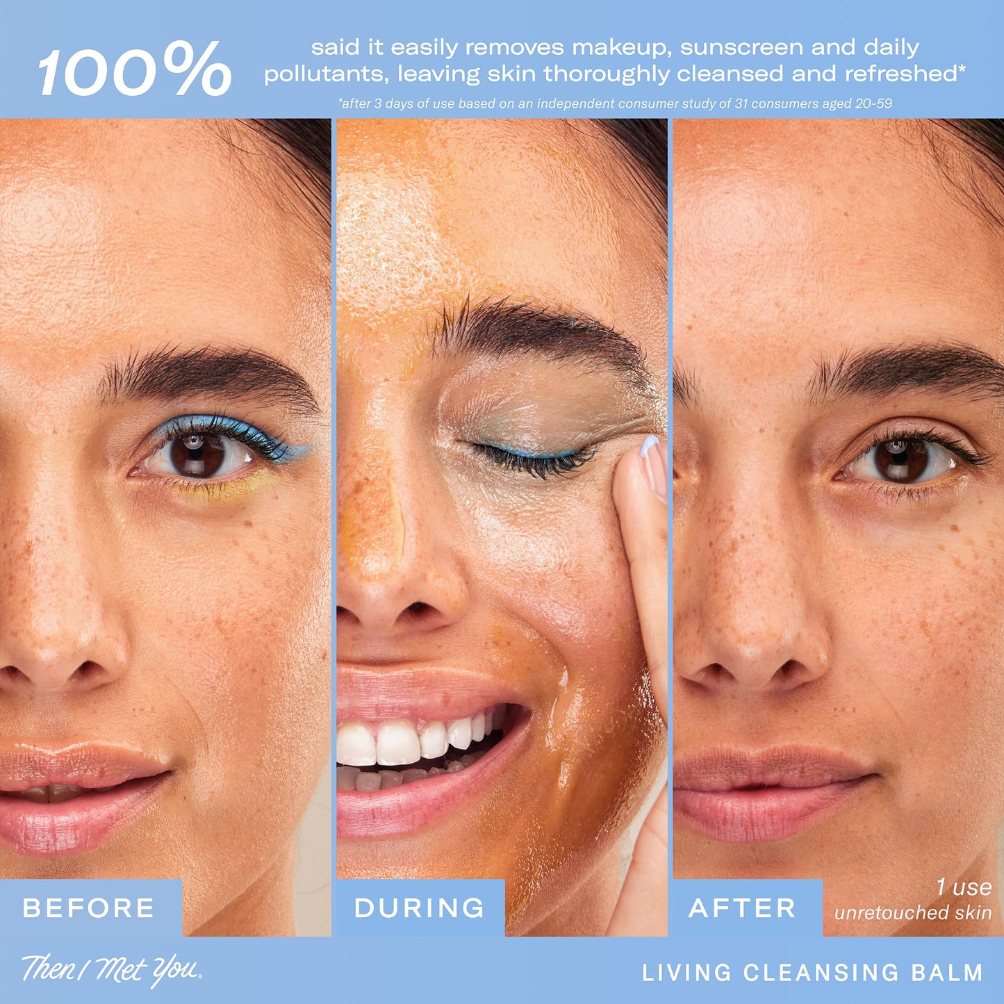 Then I Met You Living Cleansing Balm, Melts Makeup & Sunscreen, Non-Stripping Zero Residue Oil Cleanser with Seaberry, Olive, Grape Seed Oils, Vit E & Persimmon, First-Step Clean Vegan Korean Skincare