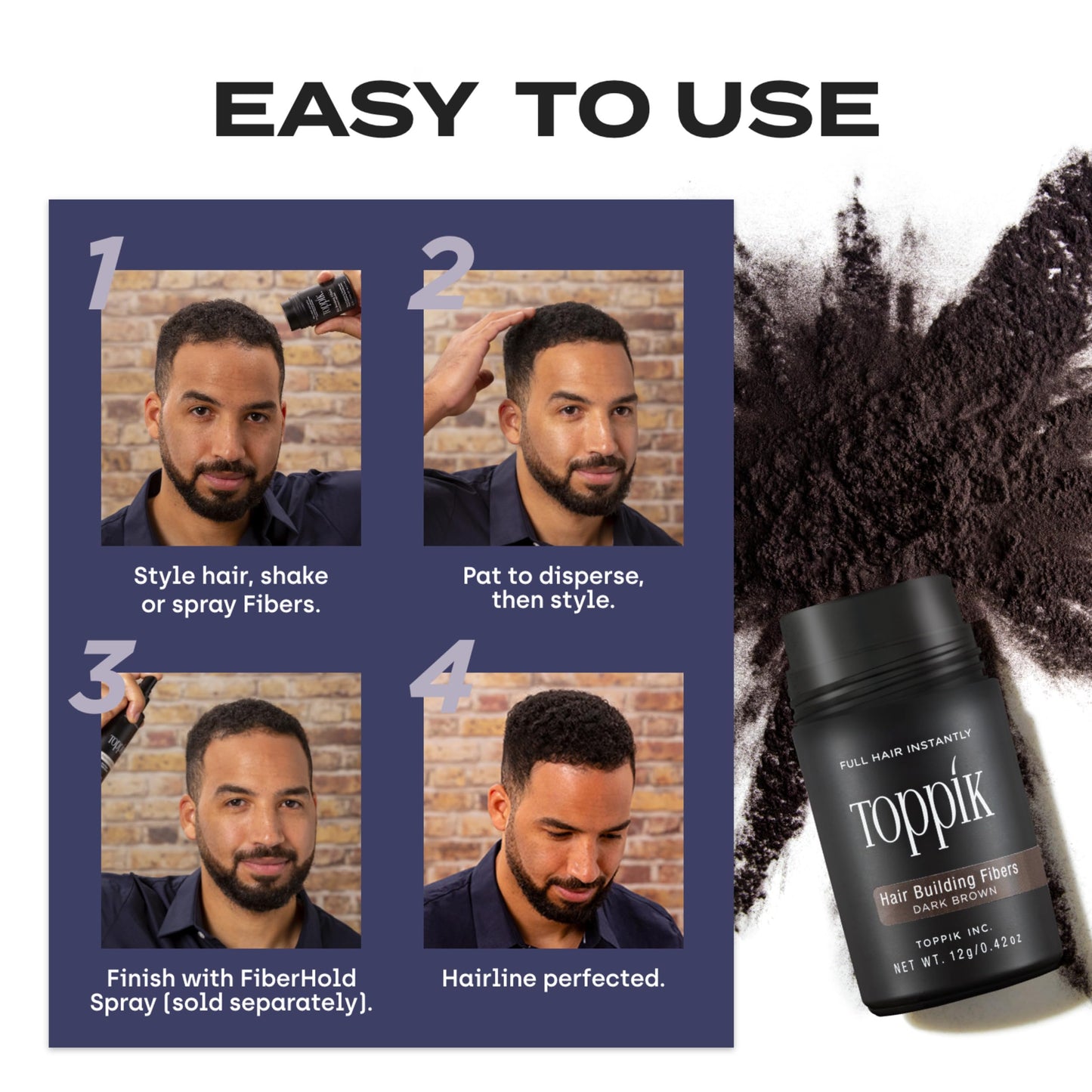 Toppik Hair Building Fibers, Medium Brown, 12g Fill In Fine or Thinning Hair, Instantly Thicker, Fuller Looking, 9 Shades for Men & Women, Keratin Protein Formula