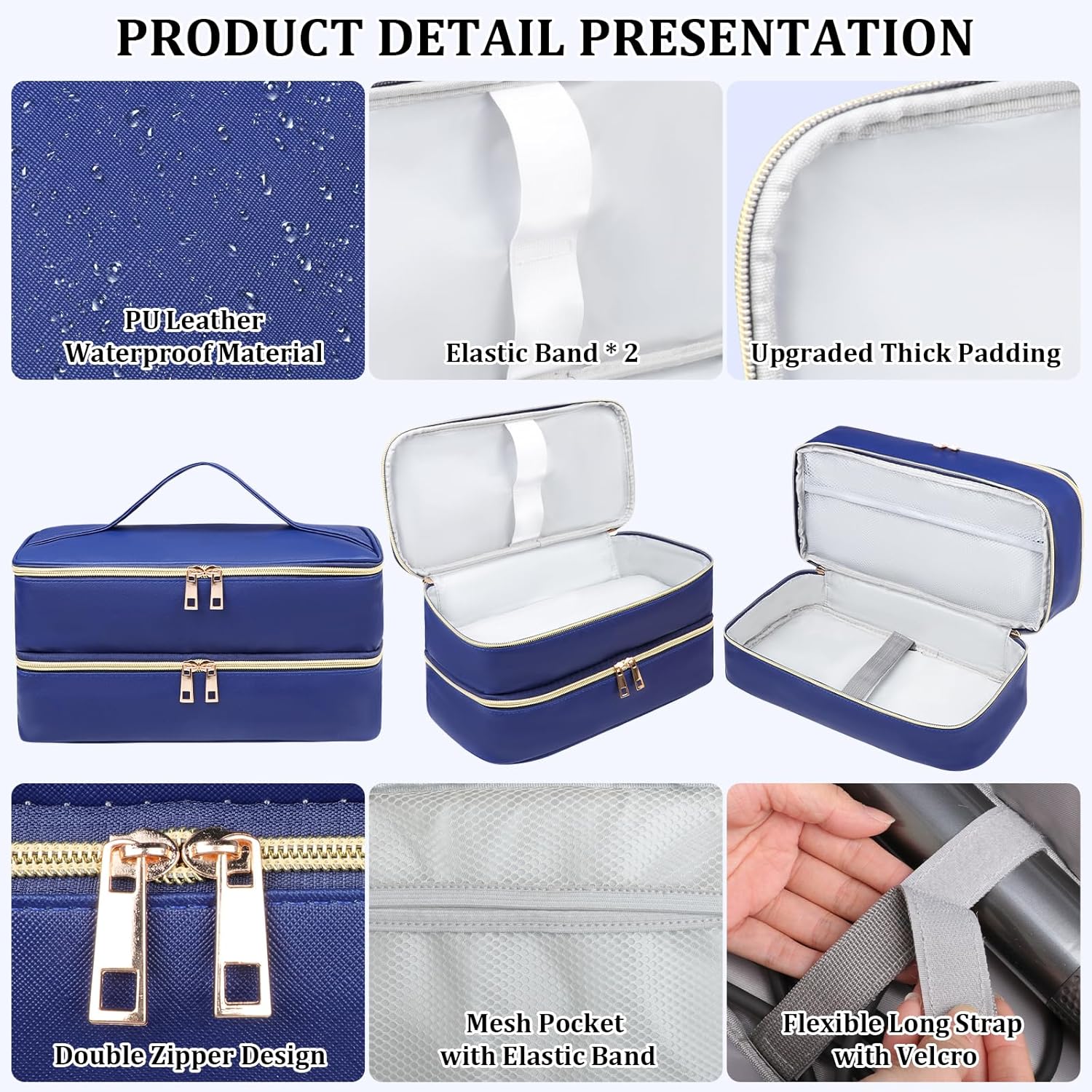 Shark Flex Style Travel Case - Double Layer Waterproof Organizer for Hair Dryer Attachments (Dianthus White)
