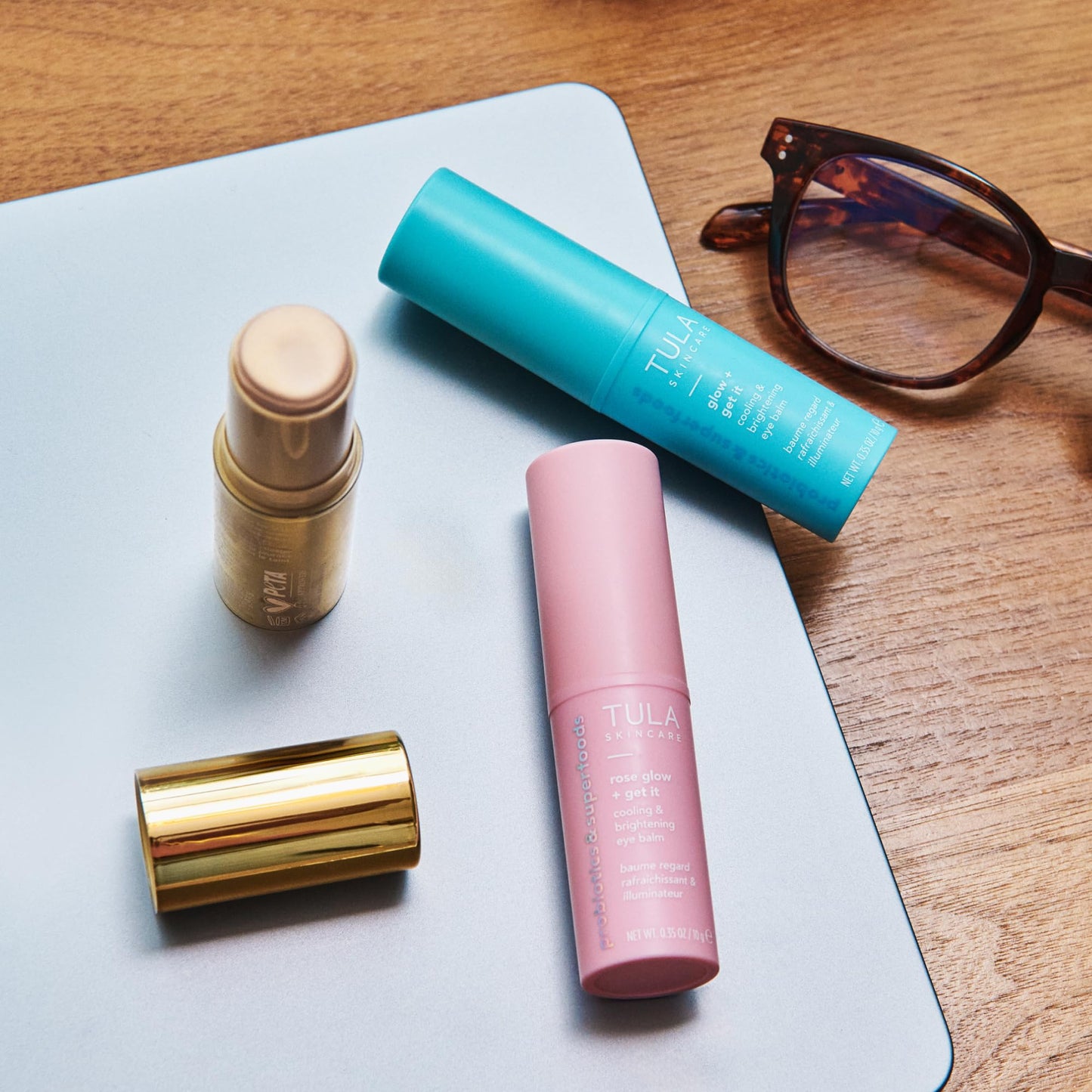 TULA Skin Care Eye Balm Gold Glow - Dark Circle Treatment, Instantly Hydrate and Brighten Undereye Area, Portable and Perfect to Use On-the-go, 0.35 oz.